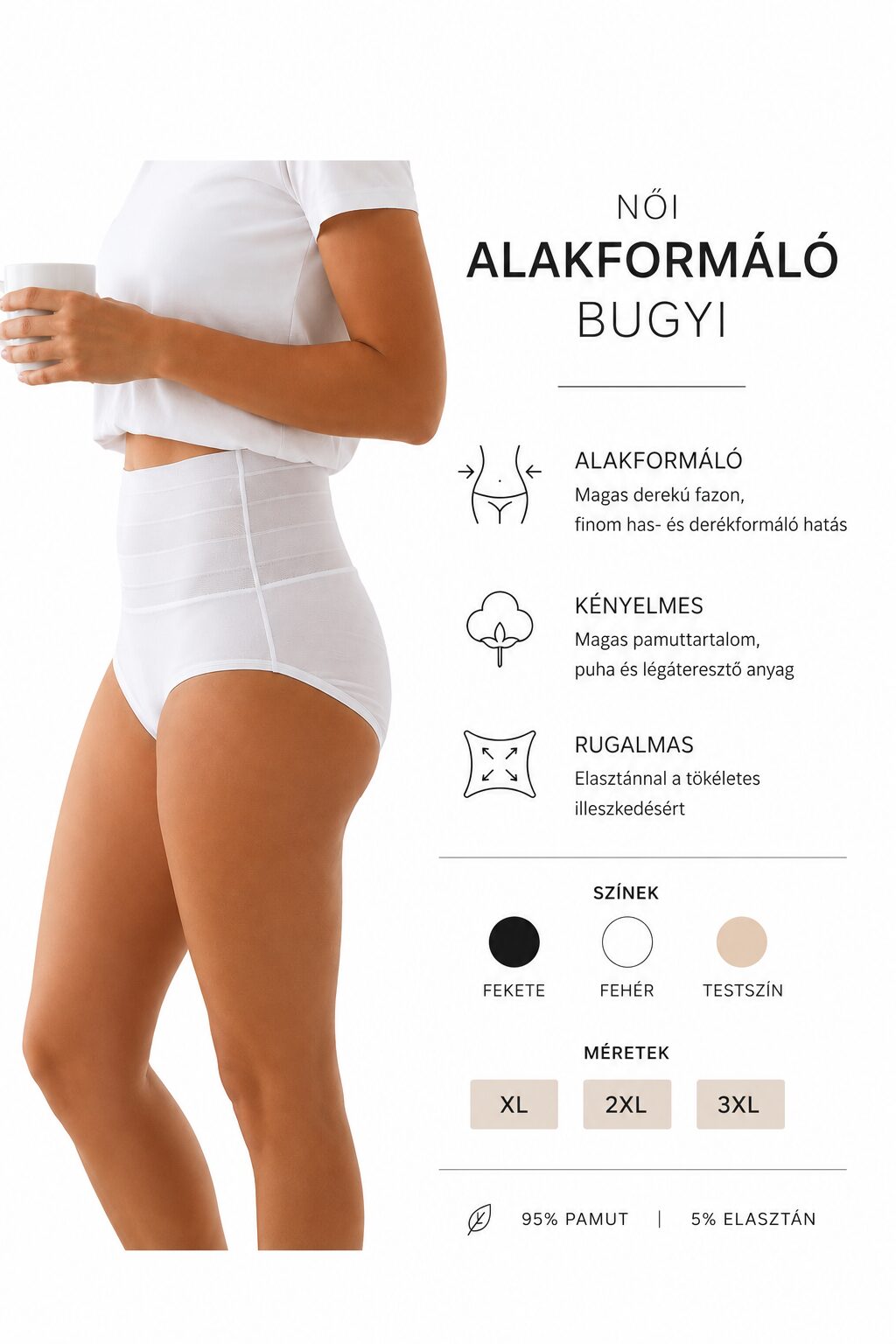 Női alakformáló bugyi infografika