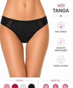 Medoosi női pamut pöttyös tanga 95% pamut M, L és XL méretben