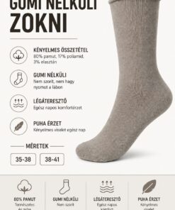 Női gumi nélküli zokni infografika