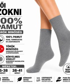 Női zokni 100% pamut infografika