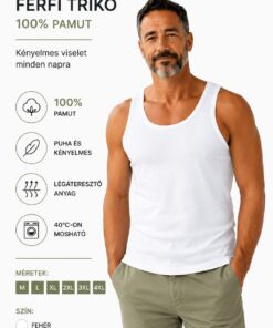 Férfi trikó 100% pamut M–4XL információk