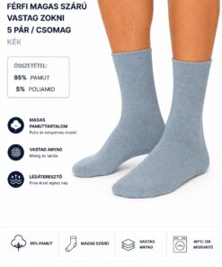 5 pár férfi magas szárú vastag zokni infografika