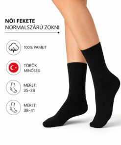 Női fekete zokni 100% pamut infografika