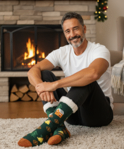 x-mas Férfi,plüssös zokni, csúszásgátlós