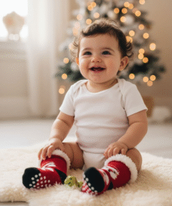 x-mas Csecsemő,plüssös zokni, csúszásgátlós