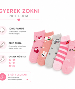 Pihe Puha kislány zokni 5 pár 22-26 27-31 31-35 méret
