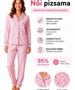 Női szívecskés pizsama infografika