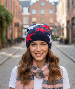 Női sapka,csillag mintás