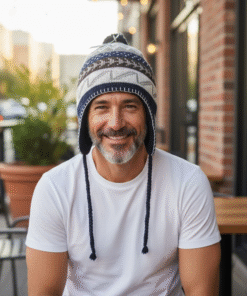 Férfi sapka,hópelyhes,füles