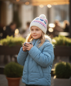 Kislány sapka,1-2-év, szív mintás