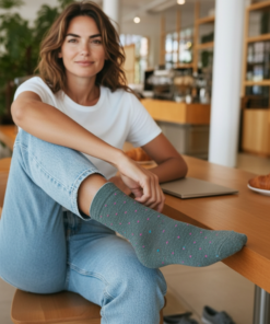 Női thermo zokni,gumi nélküli,5 pár/csomag,pöttyös