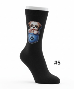 Egyedi gyártású Női zokni,kutya mintás,fekete,35-38