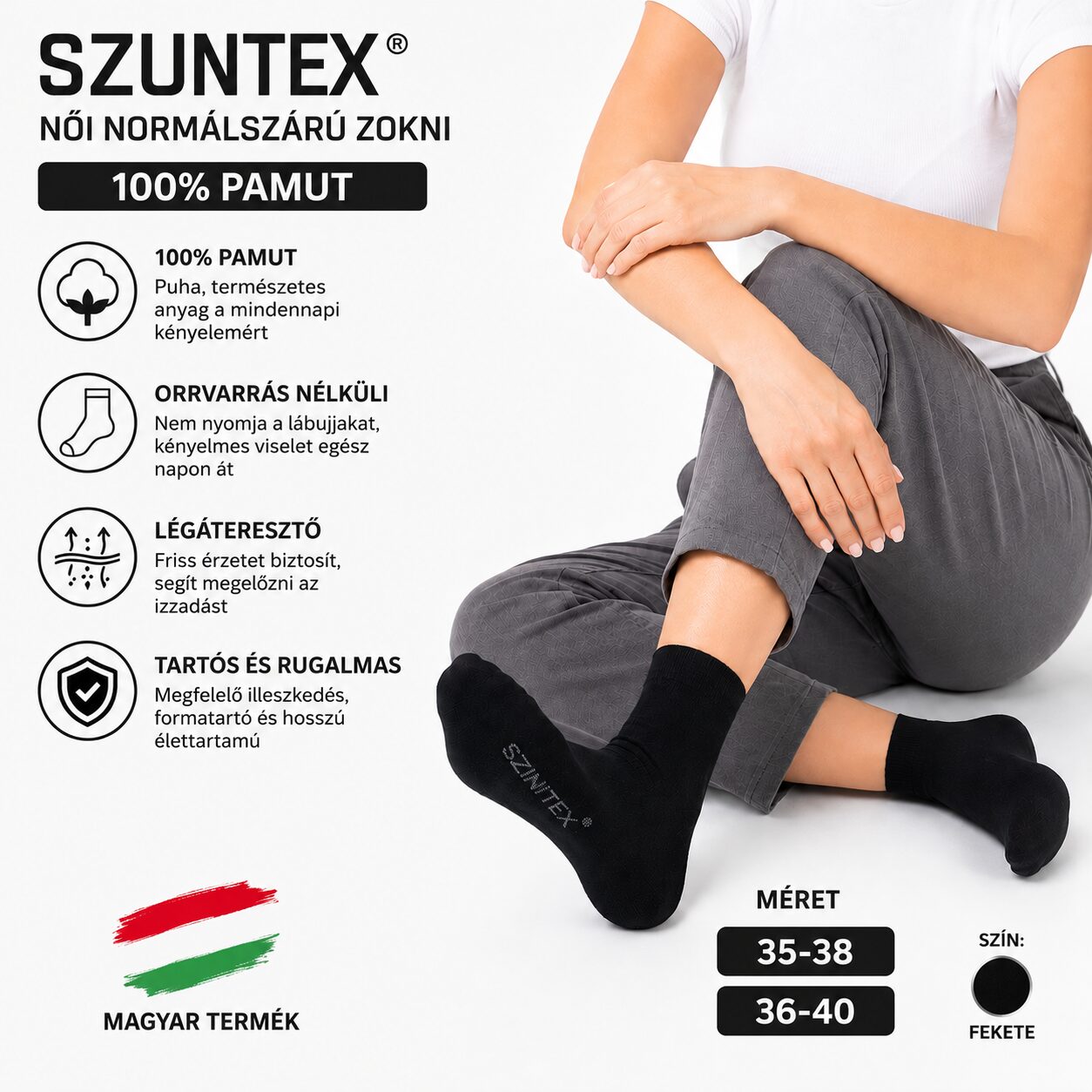 Szuntex férfi titok zokni sötétkék – 100% pamut, orrvarrás nélküli, megerősített sarok és orr.