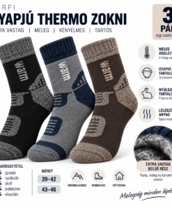Férfi gyapjú thermo zokni 27% gyapjú és 12% nyúlszőr tartalommal