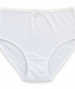 Namaldi magas derekú női bugyi fehér színben, 100% pamut anyagból, fehér háttéren, S-2XL méretben