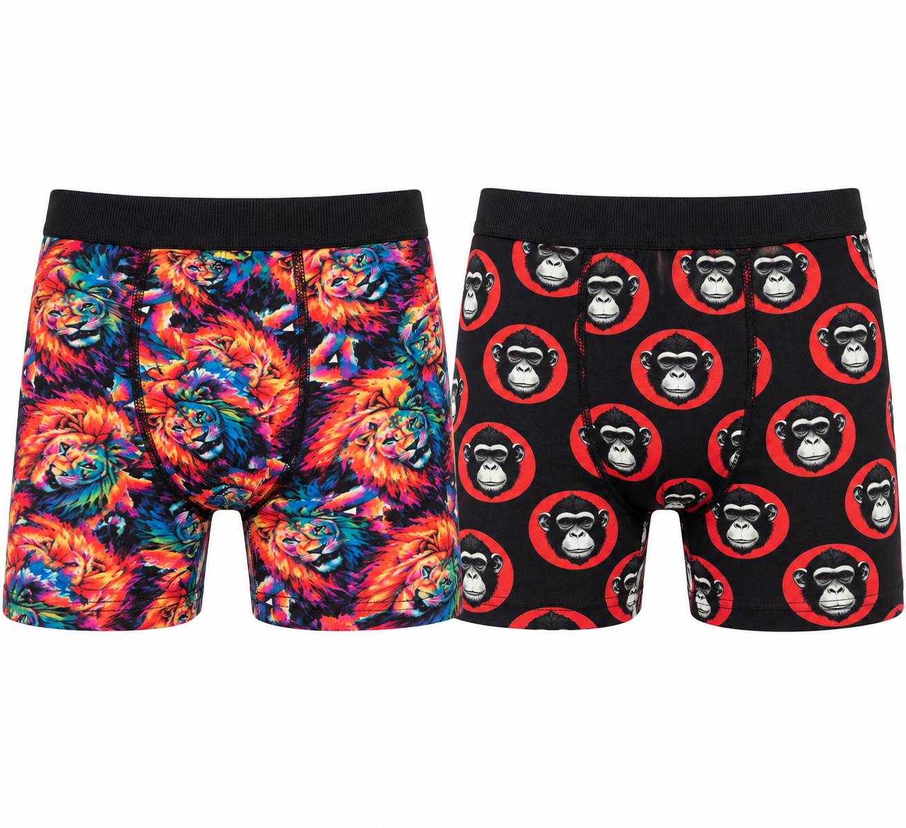 Berrak férfi boxer 2 db-os csomag 2XL oroszlános és majmos mintával