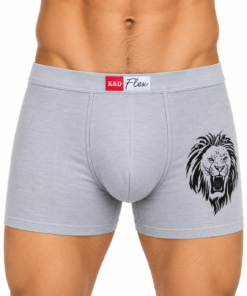 Világosszürke oroszlános férfi boxer modellen