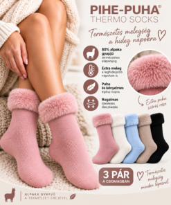Egyszínű női alpaka gyapjú thermo zokni 3 pár