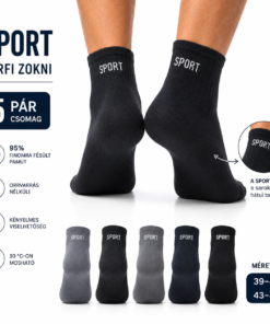 Sport férfi köztes szárú zokni 5 pár 95% pamut