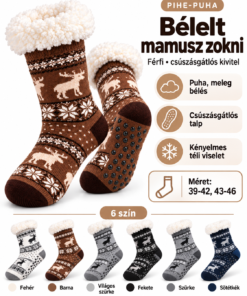 PIHE-PUHA férfi bélelt mamusz zokni infografika 6 színben