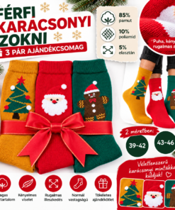 PESAIL férfi karácsonyi zokni ajándékcsomag 3 pár, 85% pamut, 39–42 és 43–46 méretben