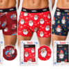 NAMALDI férfi karácsonyi boxer modellen, bordó Mikulásos, piros Ho! Ho! és sötétkék manós mintával