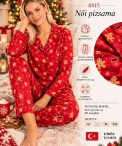 Mirano 8815 török karácsonyi női pizsama, 92% poliészter, 8% elasztán, M–2XL
