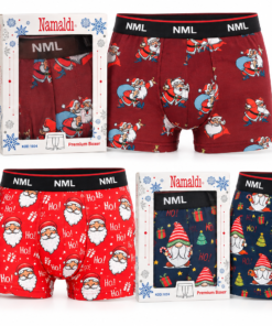 NAMALDI prémium török férfi karácsonyi boxer díszdobozban, három mintával, 90% pamut